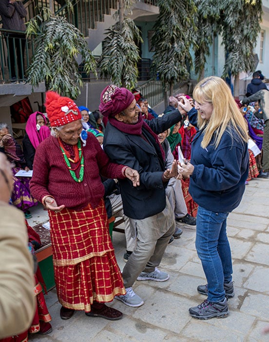 Alison Hill dancing in Nepal