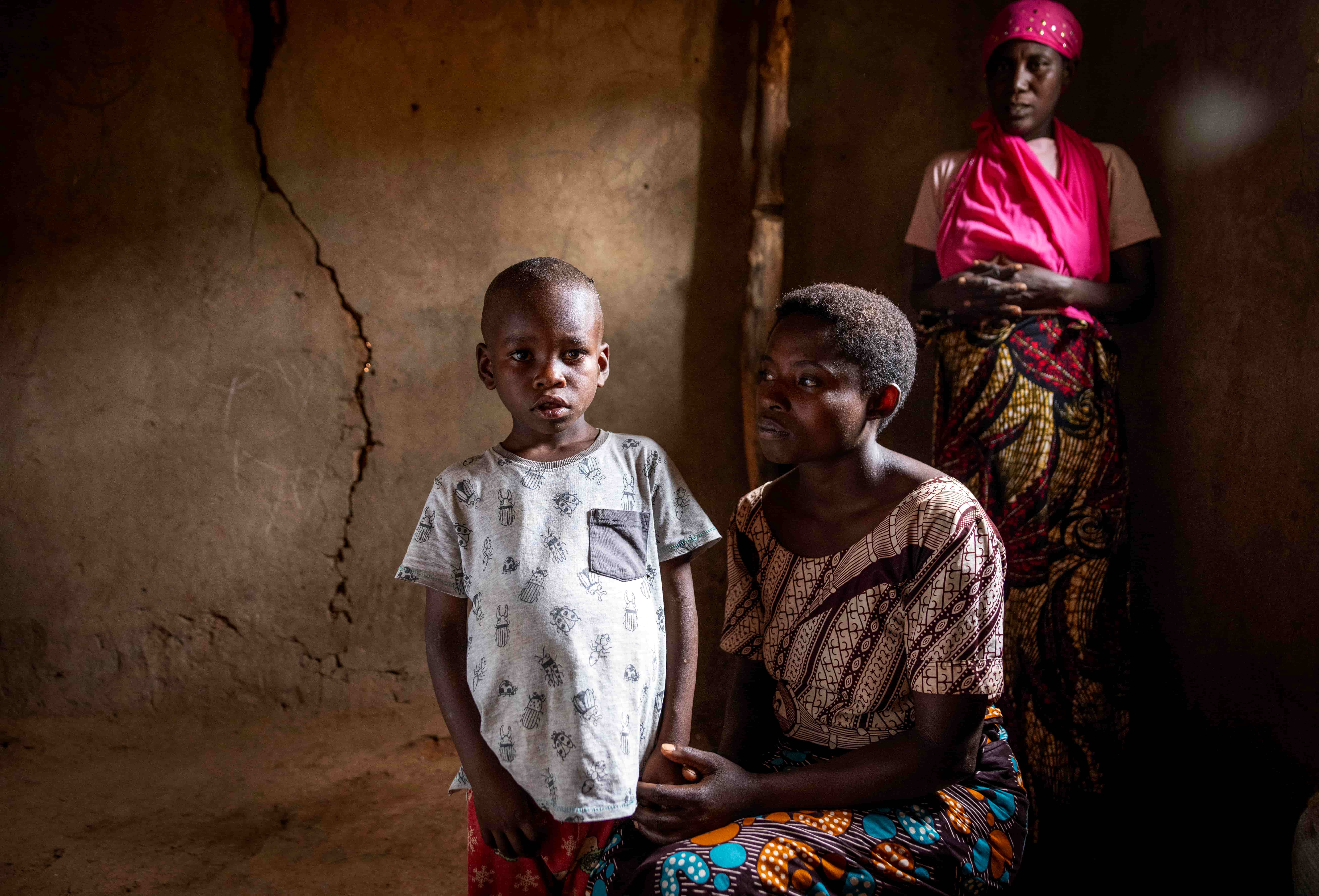 Blaise with his mother at home in Rwanda.