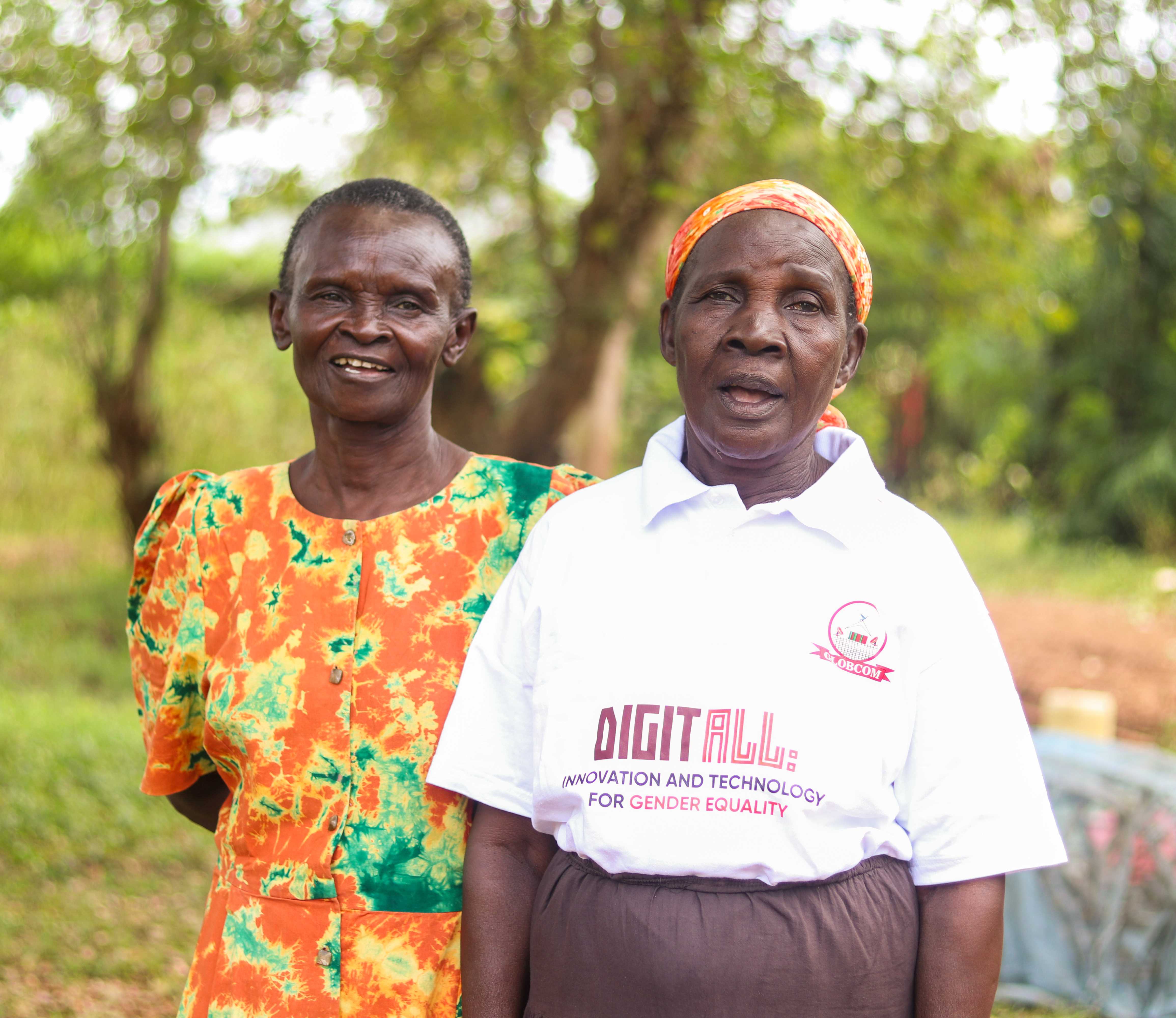 Betty and Seletine posing together in Siaya, a village in Kenya.