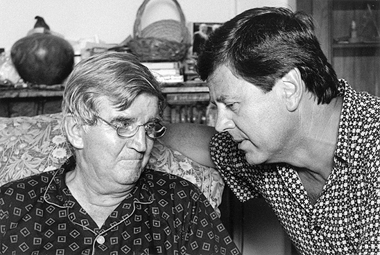 TV presenter and friend Ray Martin with Fred Hollows shortly before he passed away in January 1993. 