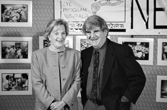 The Fred Hollows Foundation is launched at the Four Seasons Hotel in Sydney. Hazel Hawke, then wife of former Prime Minister Bob Hawke, was a strong supporter of Fred and was on hand to support the launch.