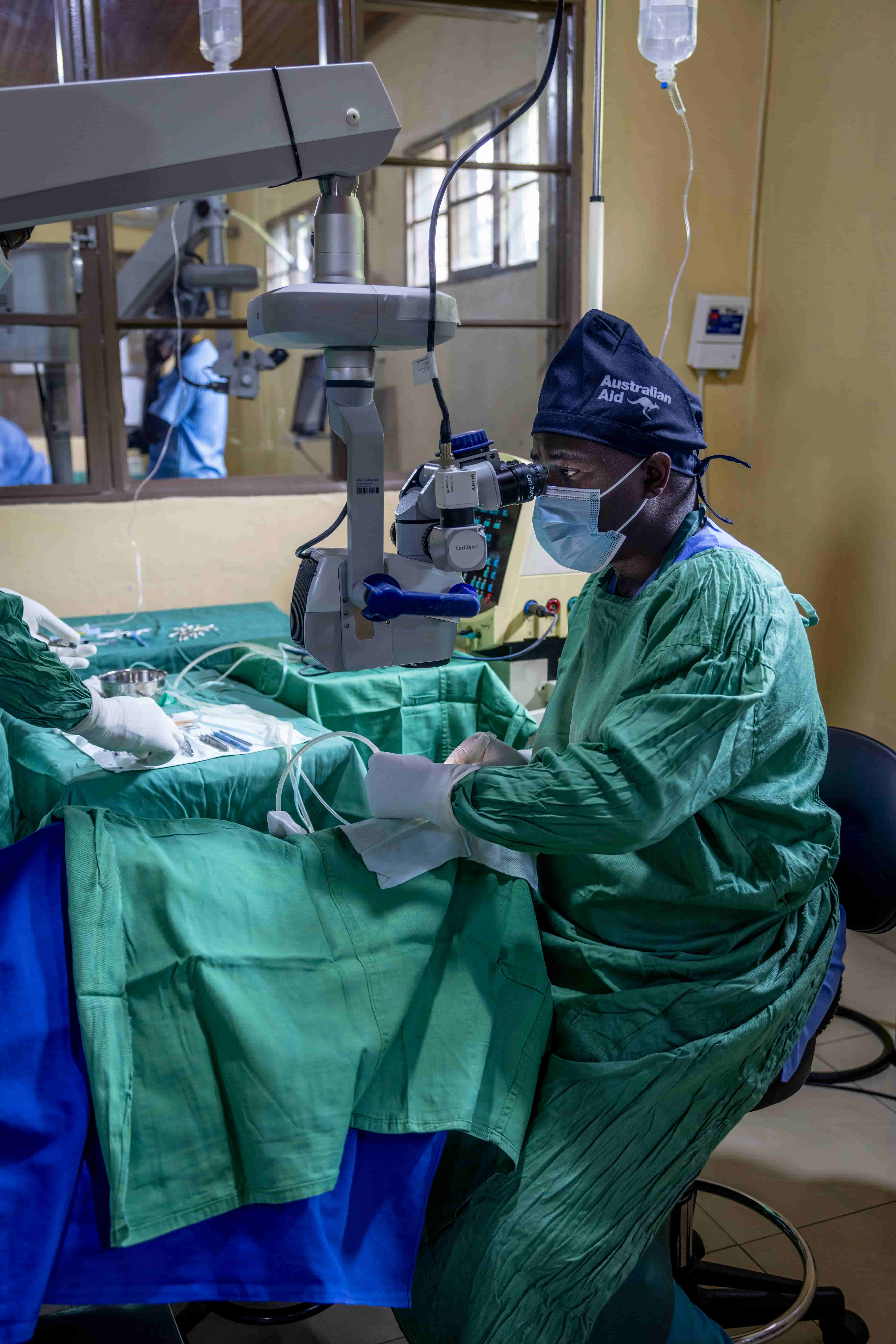 Valentine in surgery with Dr Theophile