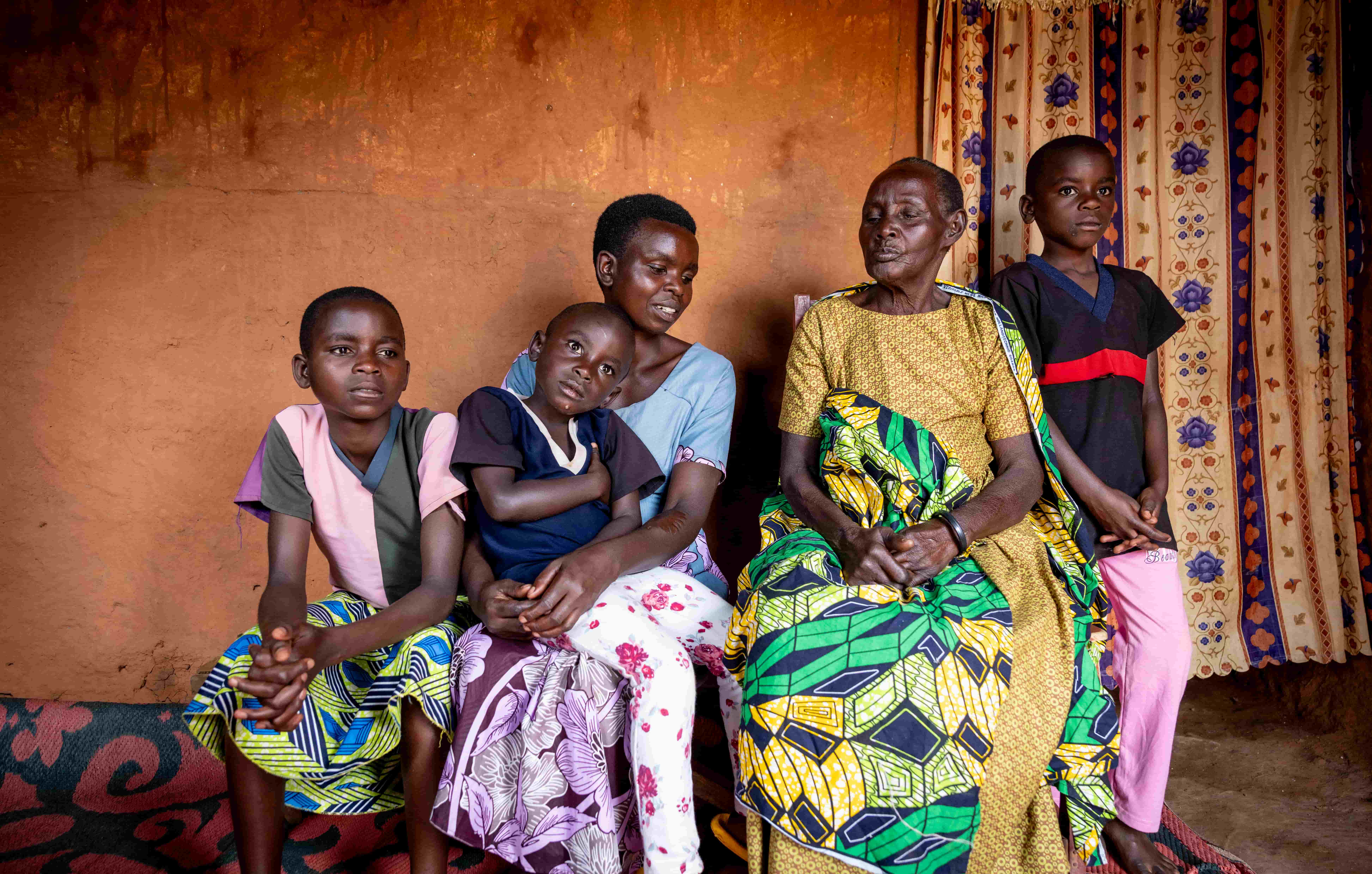 Valentine at home with her family