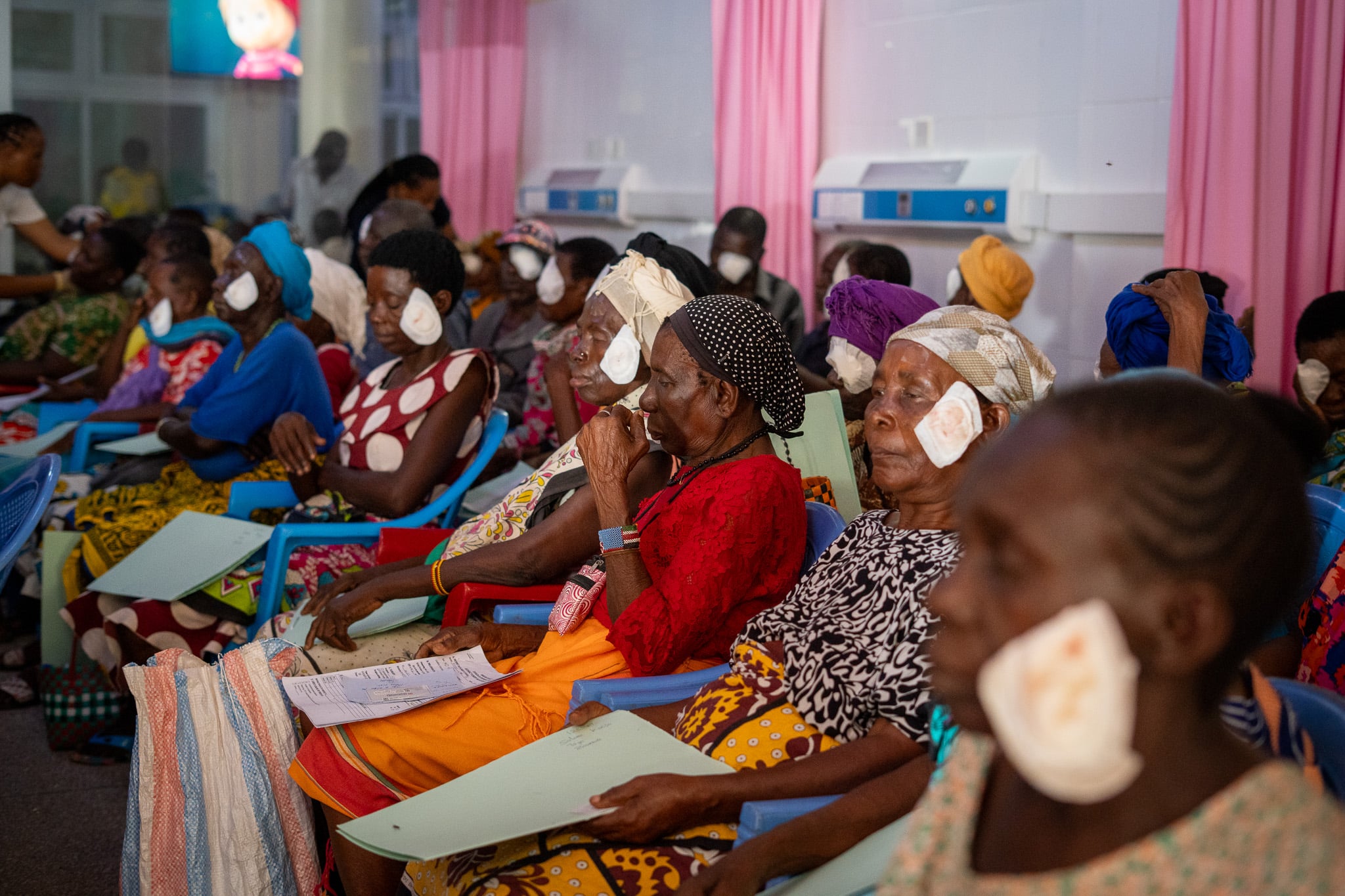 Patients attend a free eye surgery camp at Kilifi Referral Hospital, delivered in partnership with the County Government of Kilifi and the Australian NGO Cooperation Program (ANCP). A total of 103 sight-restoring surgeries were performed, with more than 2,000 people screened for eye conditions.