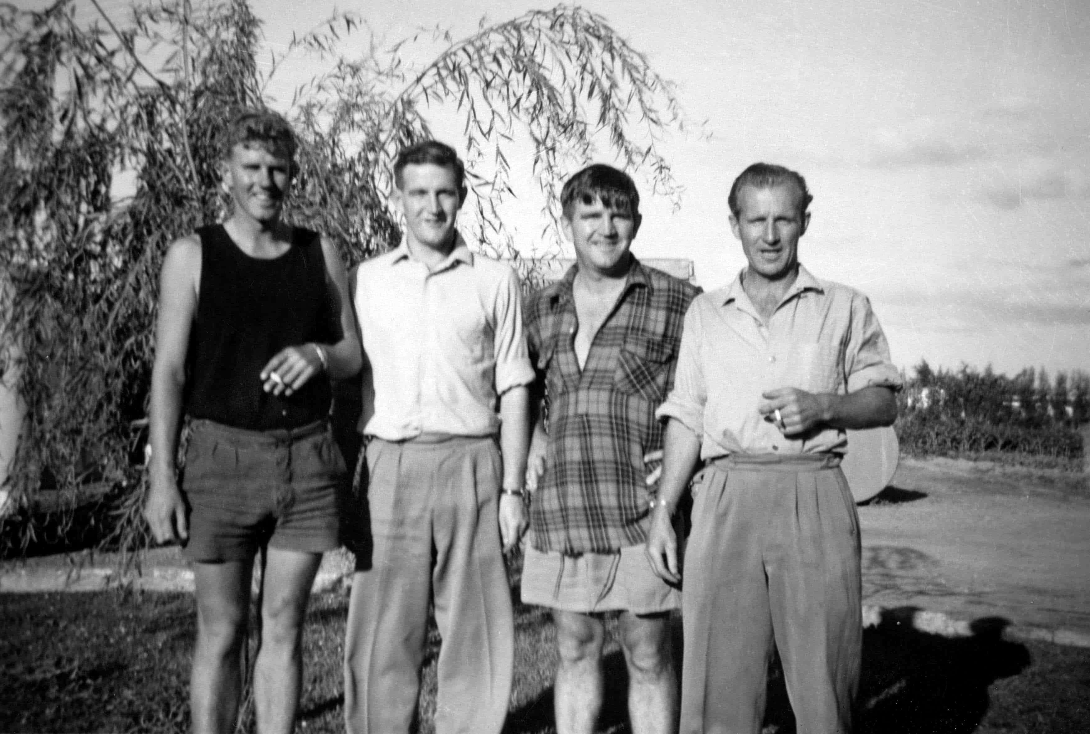 The Hollows brothers, (left to right) John, Colin,&nbsp;Fred&nbsp;and Maurice (Monty) in the backyard of their home in Palmerston North (New Zealand), in 1953.&nbsp;