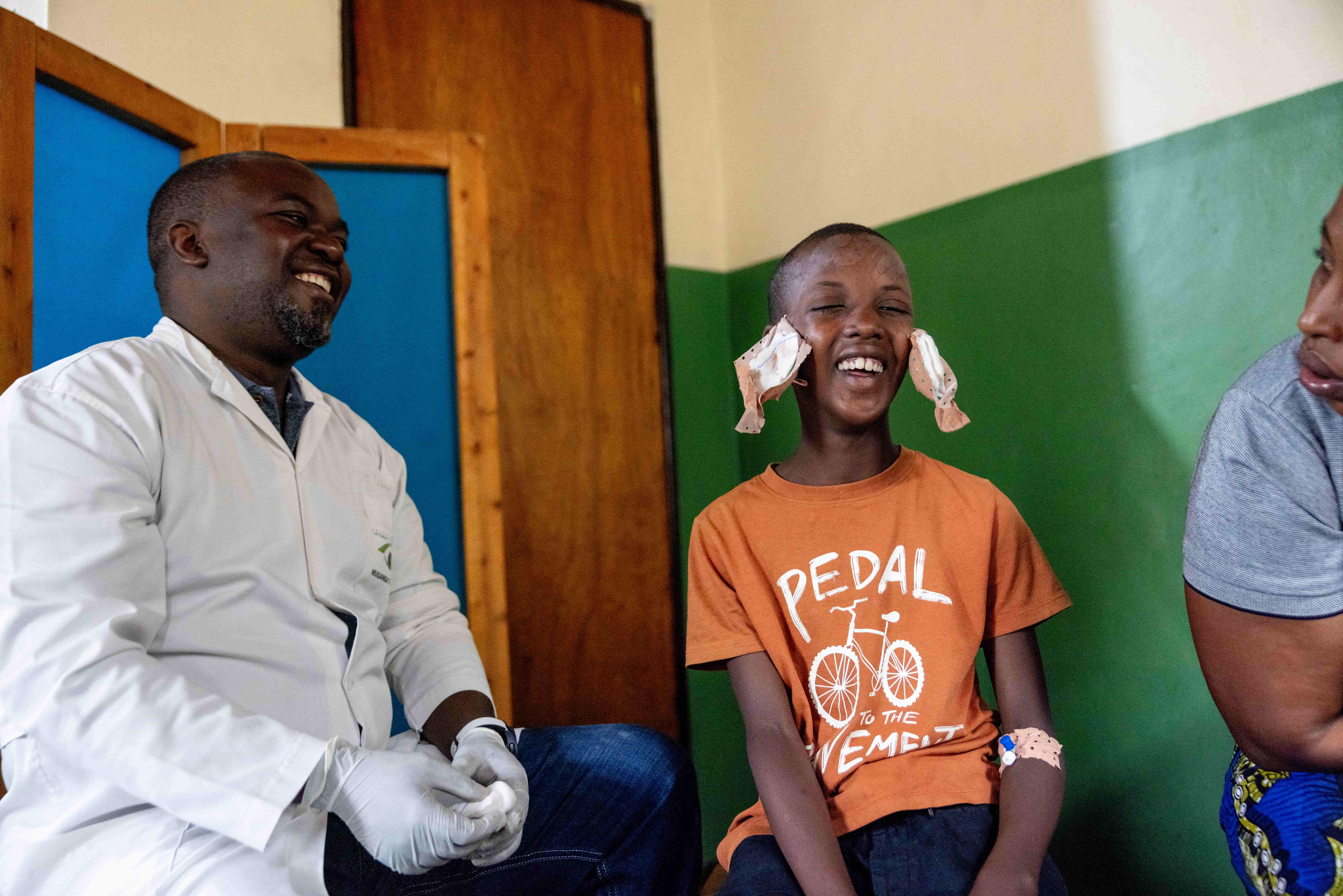 Bright from Rwanda after removing his eye patches.