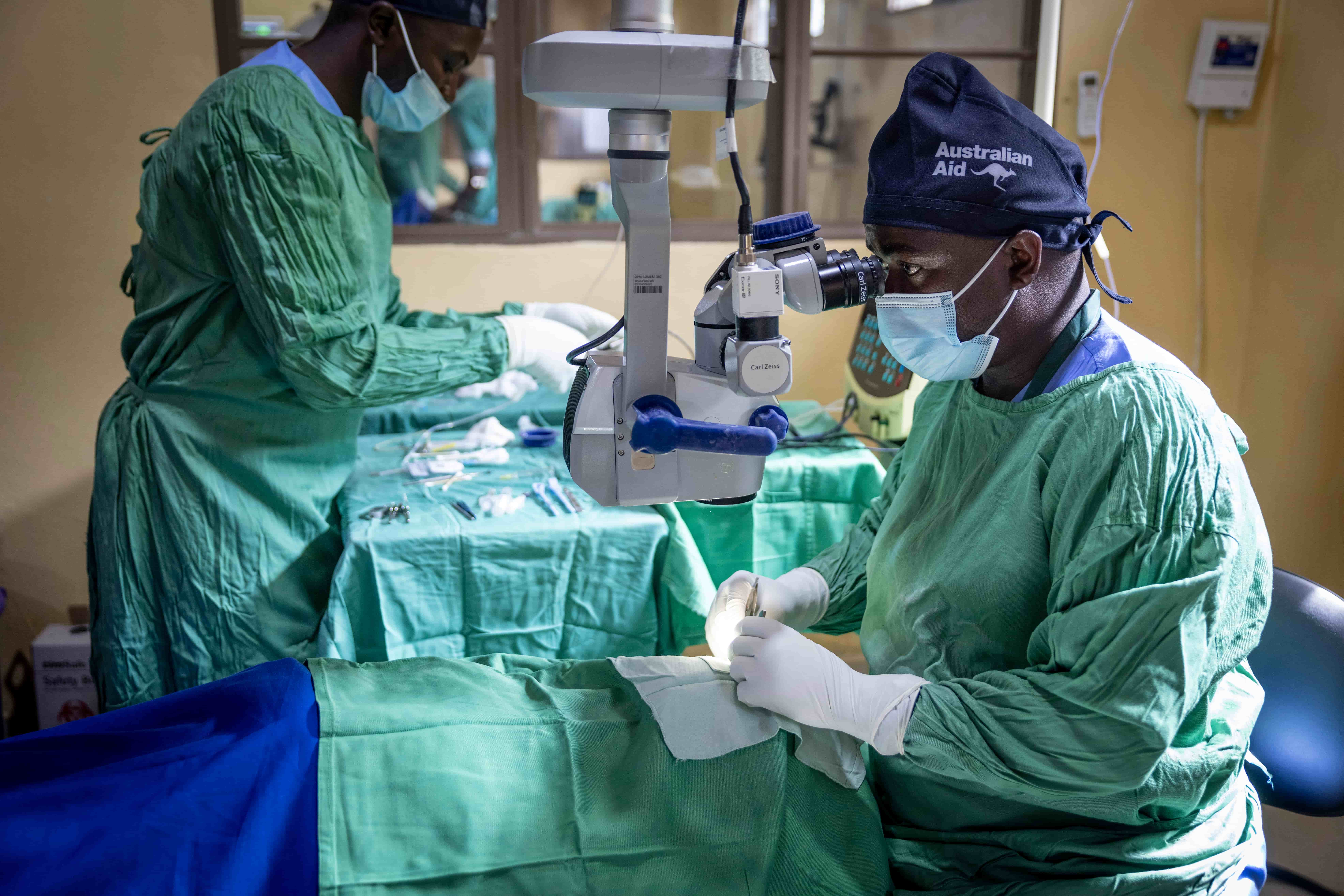 Dr Theophile during surgery