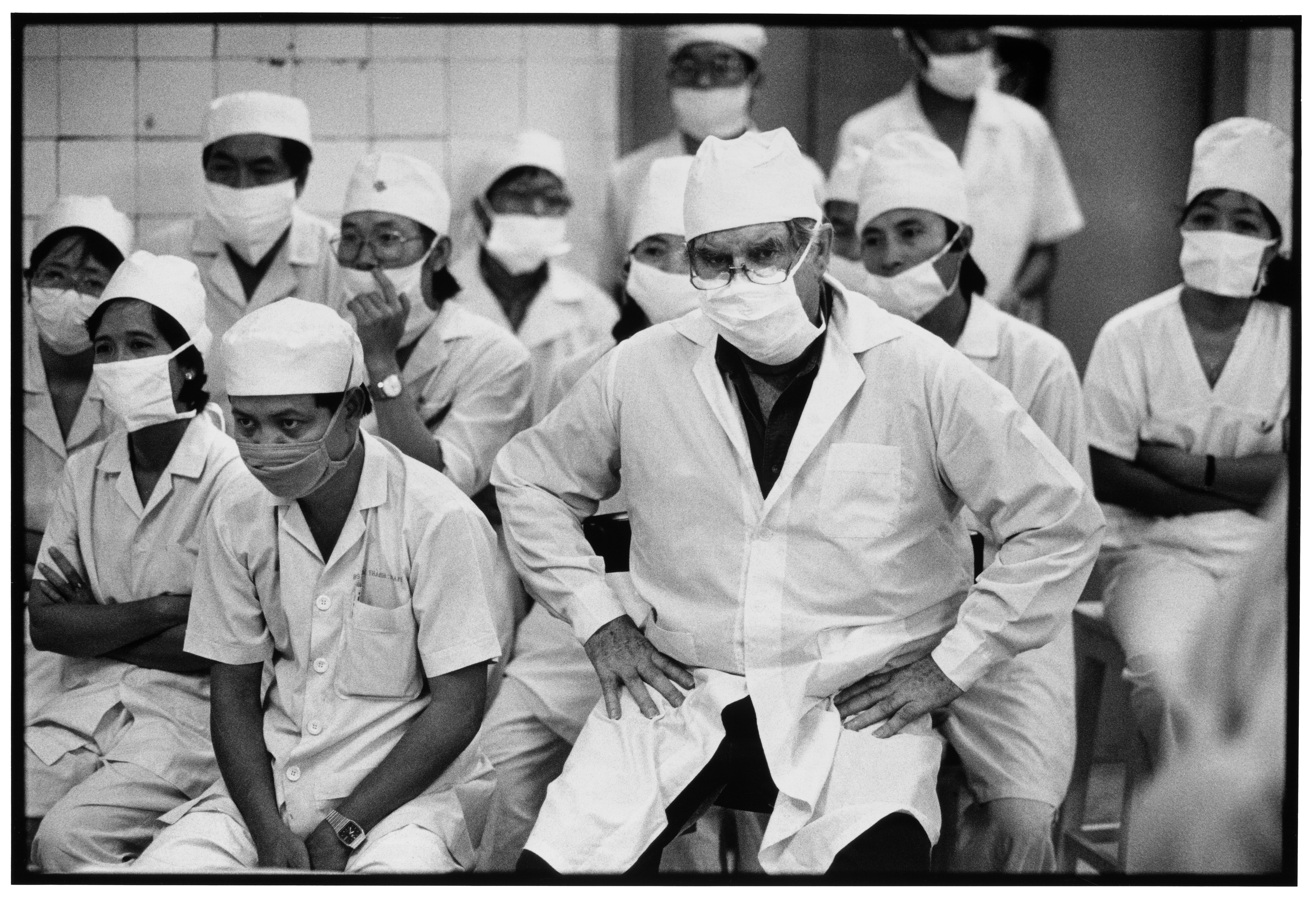Fred in Vietnam training surgeons, 1992.