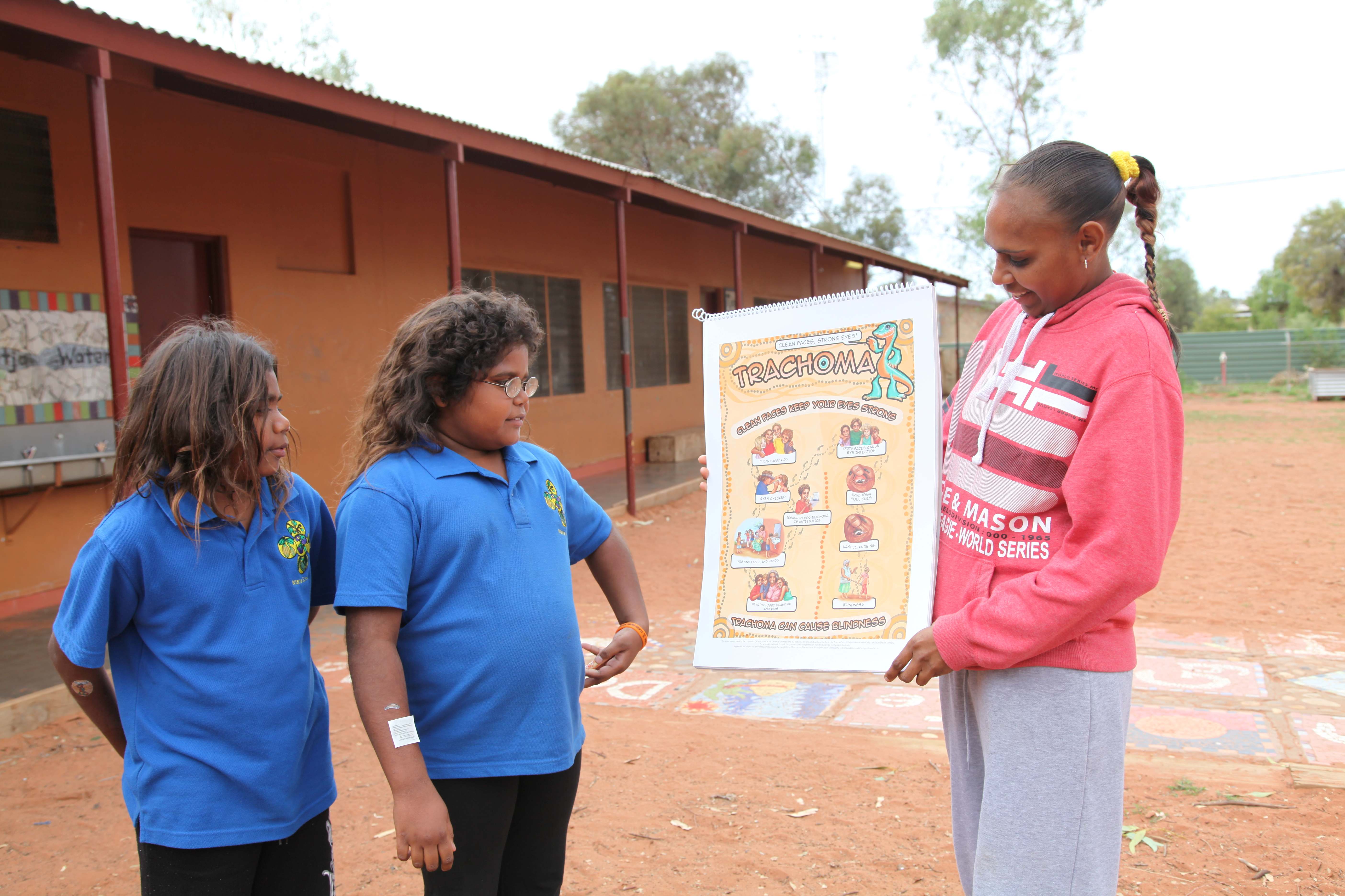 Students at a school in Ntaria are being screened and treated during Trachoma Week.