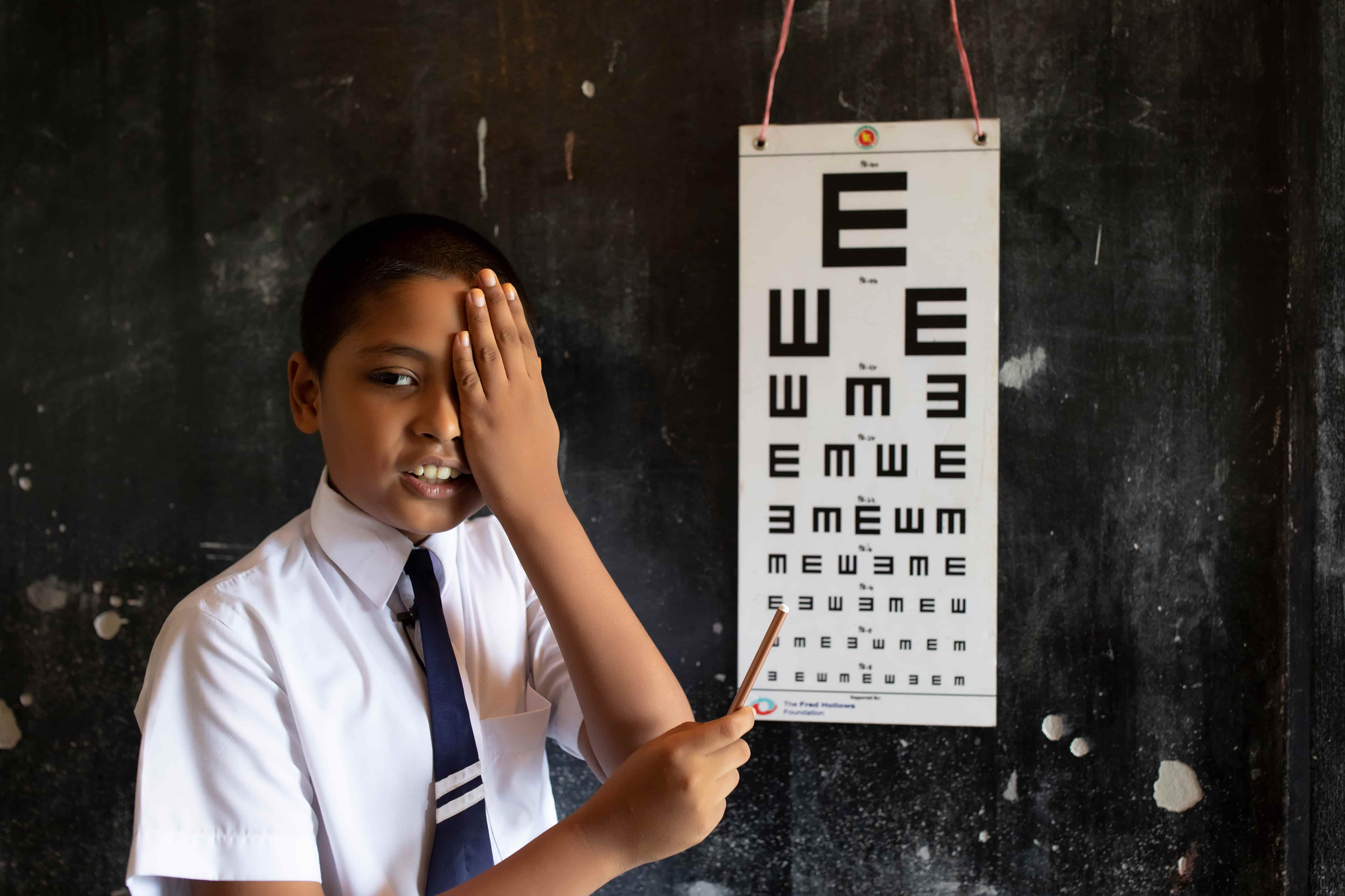 Photo of a student having an eye exam