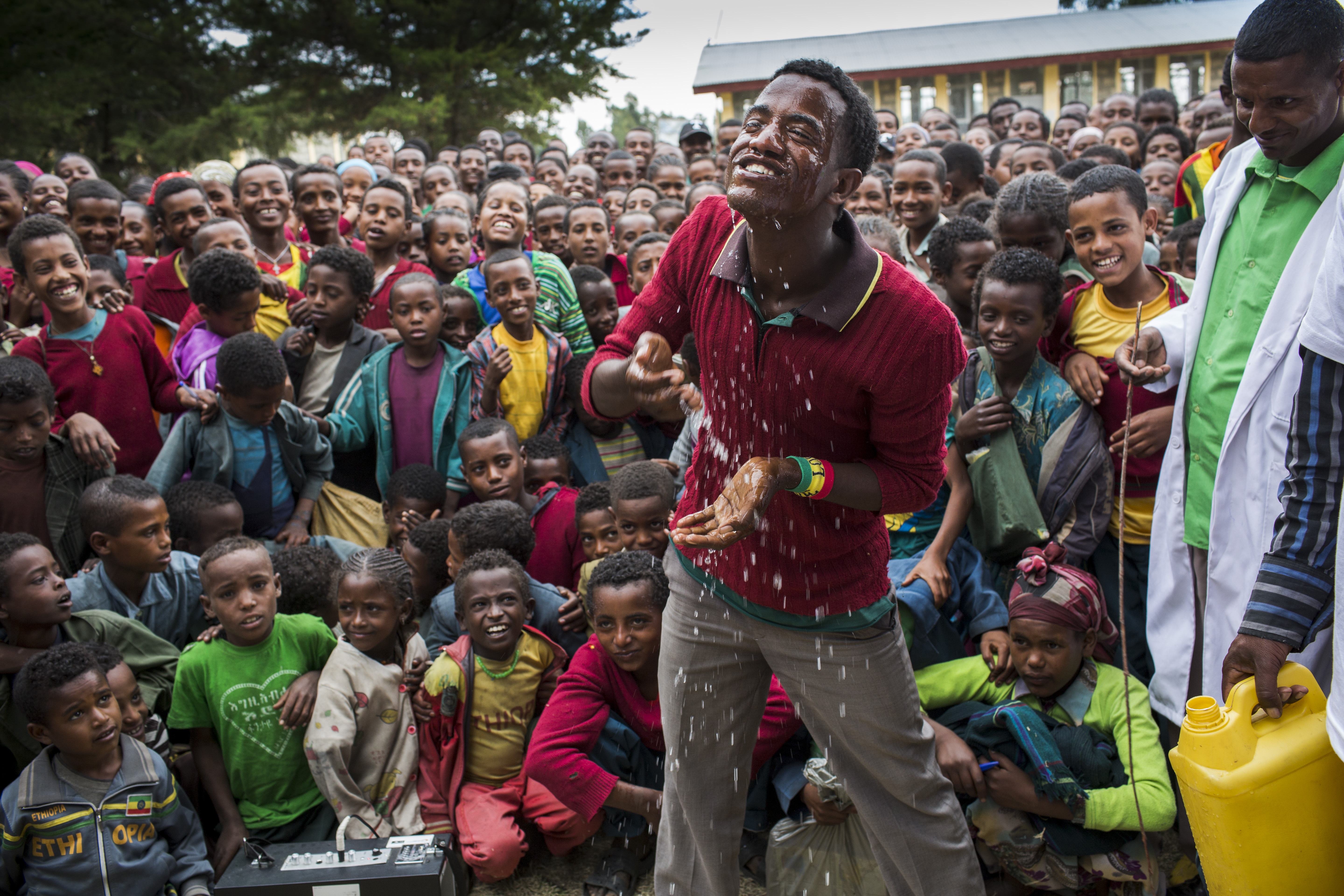 Demonstration of the face-washing component of the trachoma prevention strategy known as WASH.