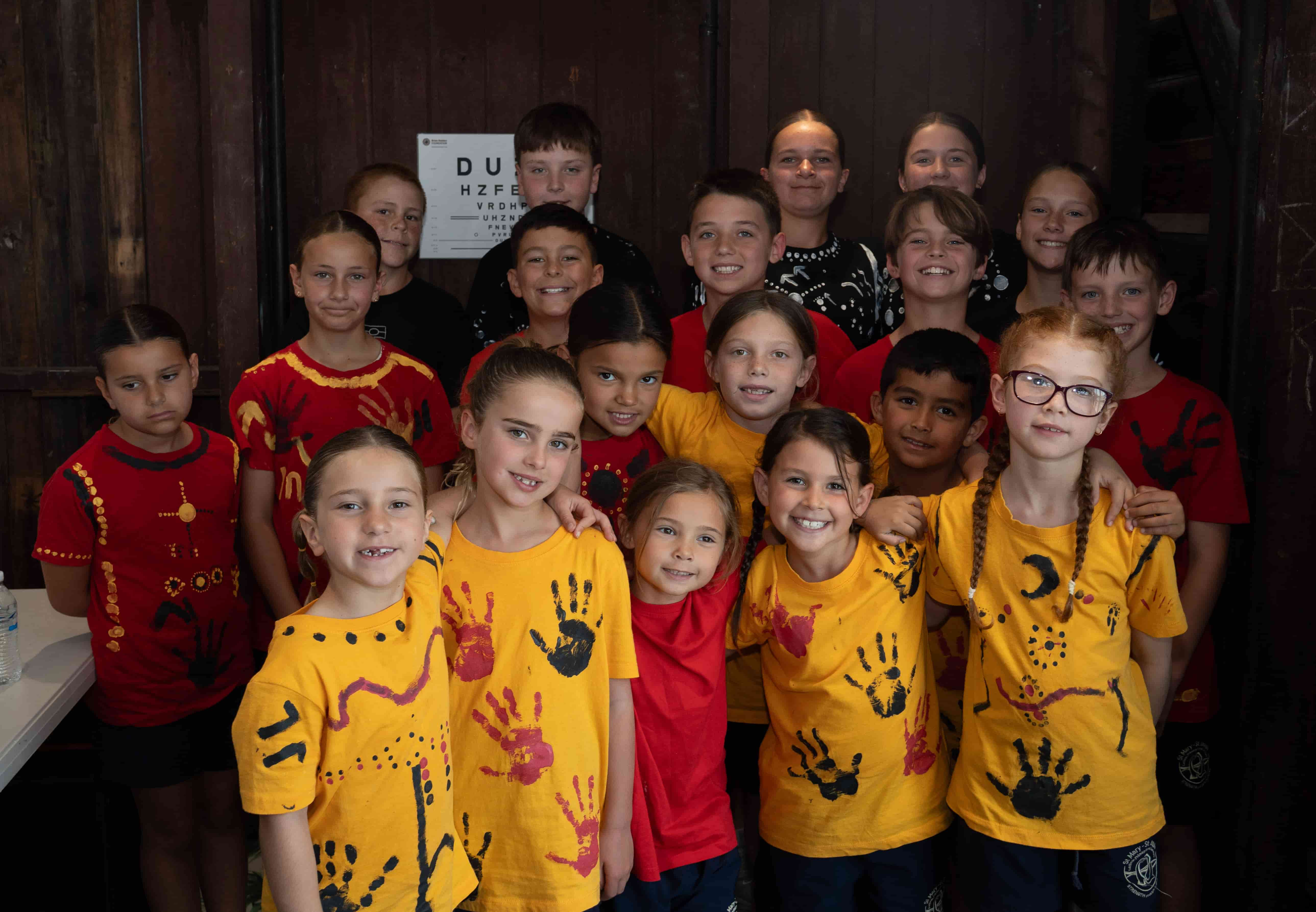 The student cohort from St Mary- St Joseph school in Maroubra, posing after their moving cultural performance for the attendees.