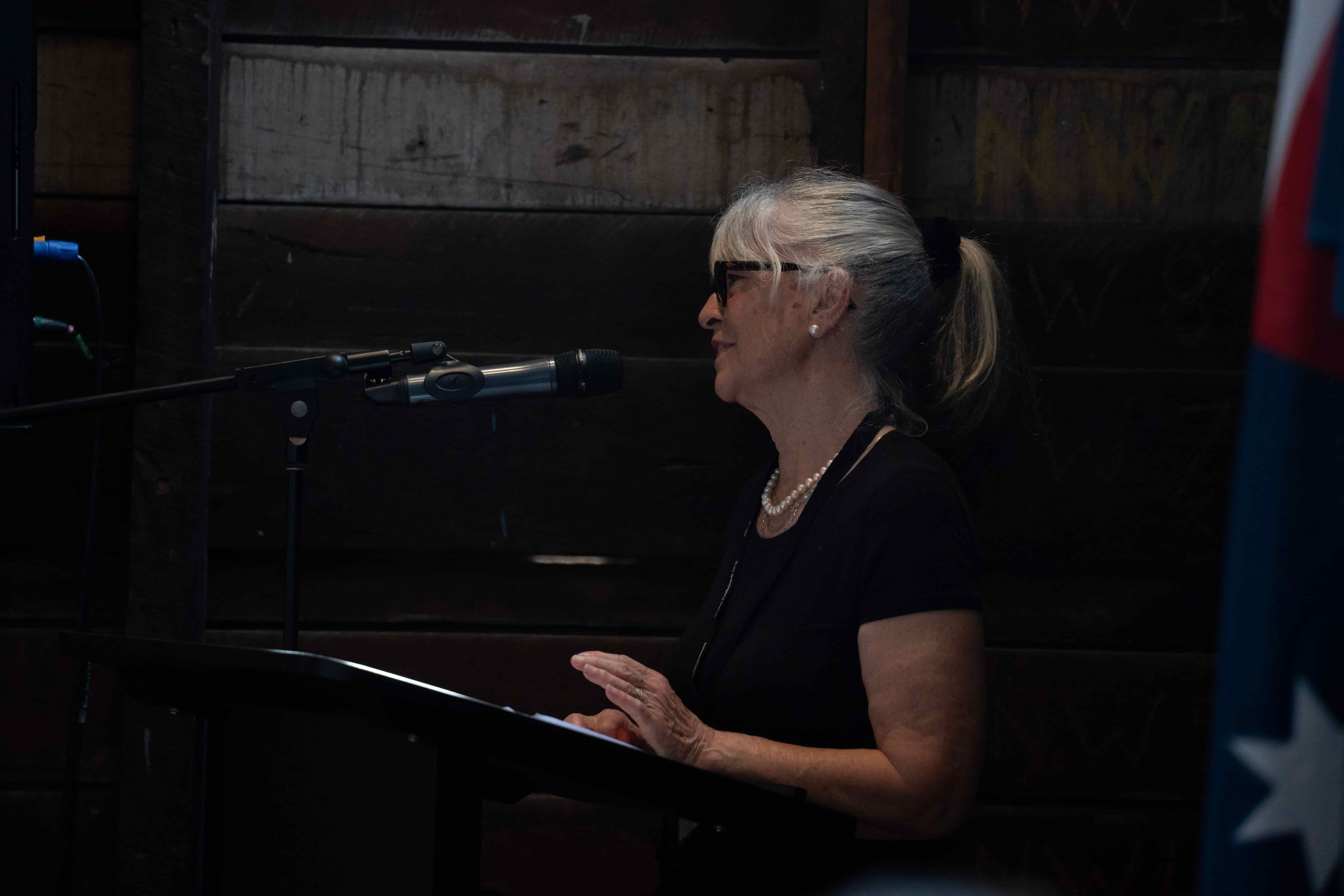 Gabi Hollows AO takes to the lectern, sharing powerful stories from her time on the National Trachoma Program in the 1970s.
