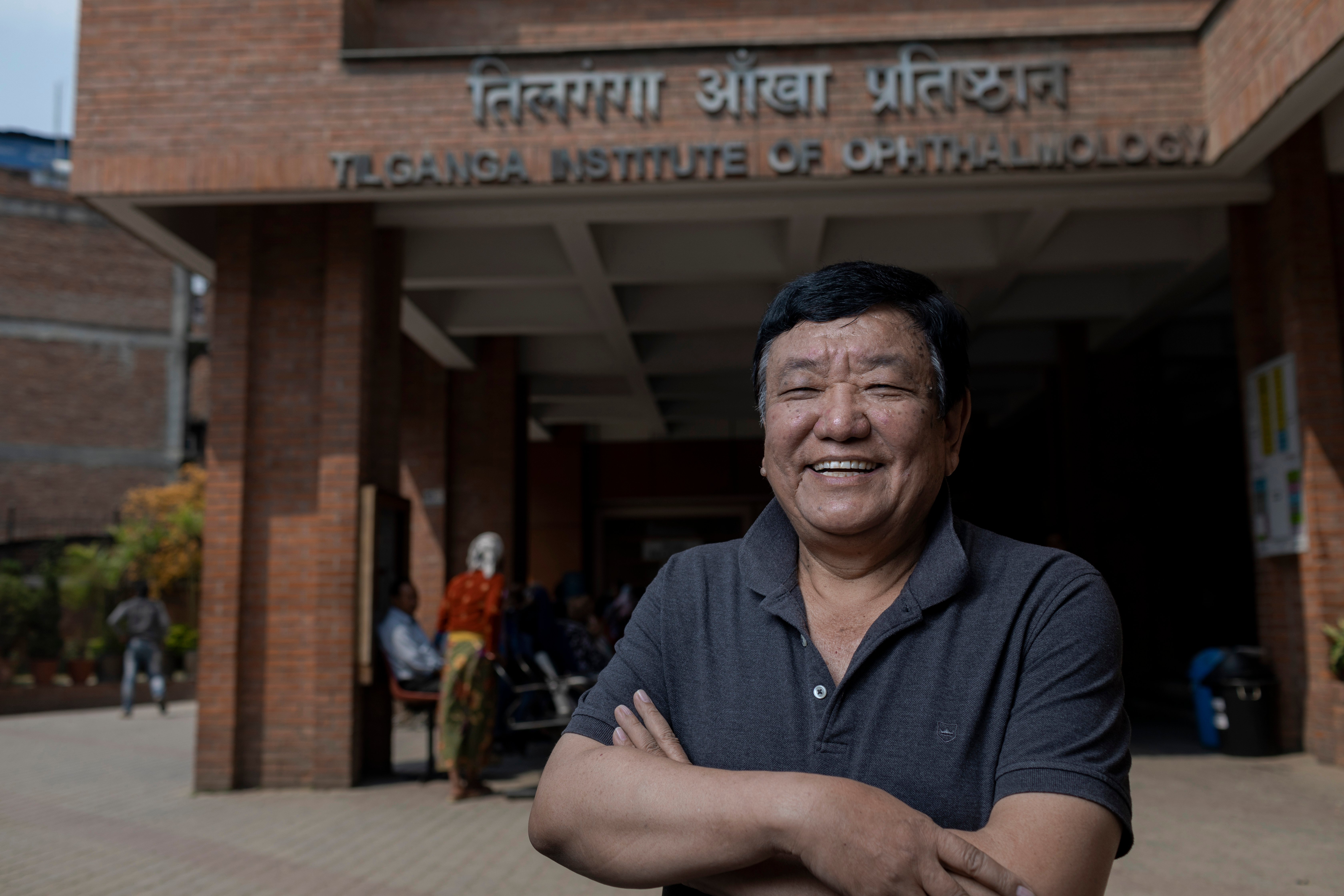 Dr Ruit out the front of Tilganga Eye Hospital