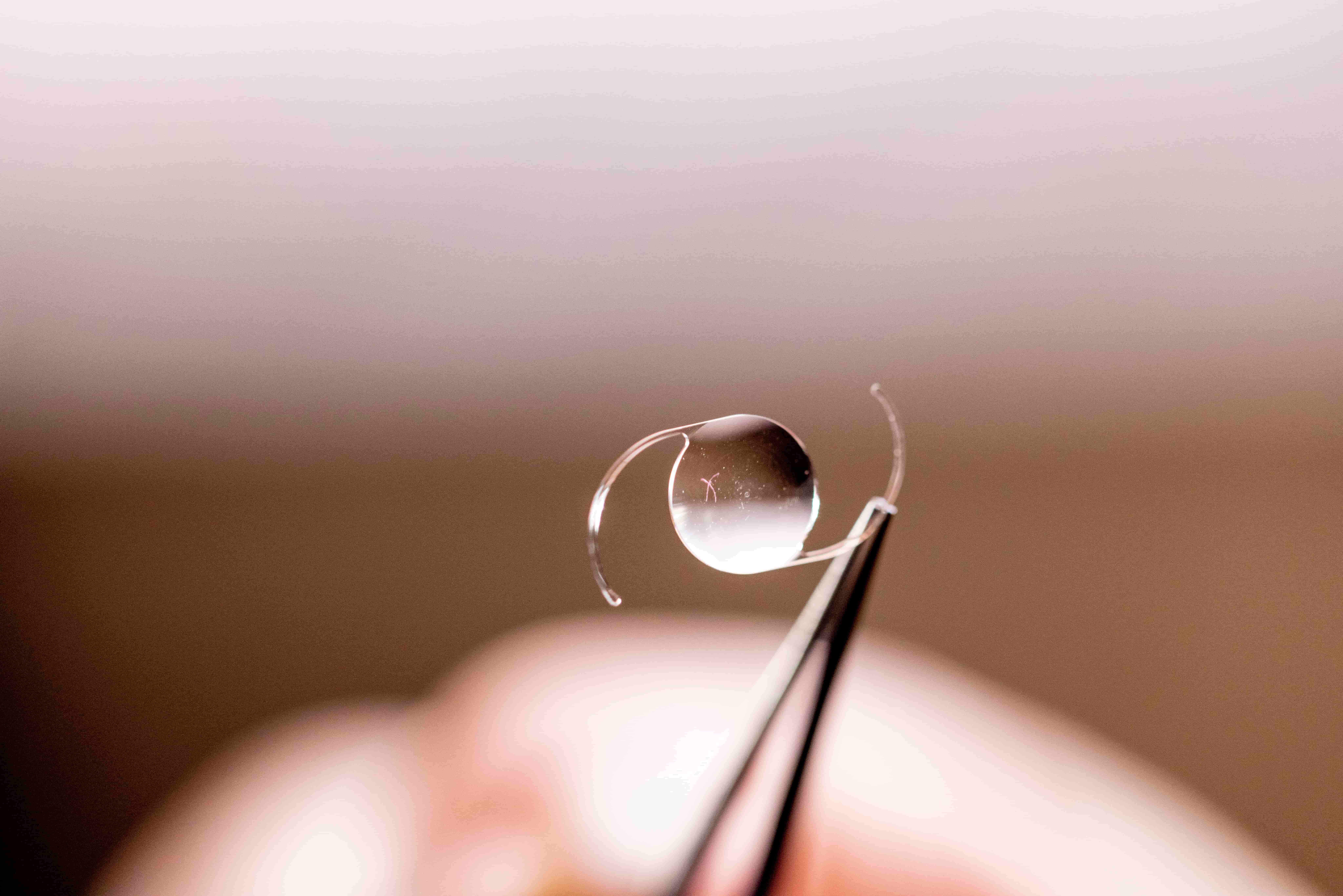 A close up photo of an intraocular lens